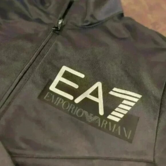 EA7 Large Silver Logo Tracksuit Top in night blue. Boasting a funnel neck as wel - Picture 3 of 5
